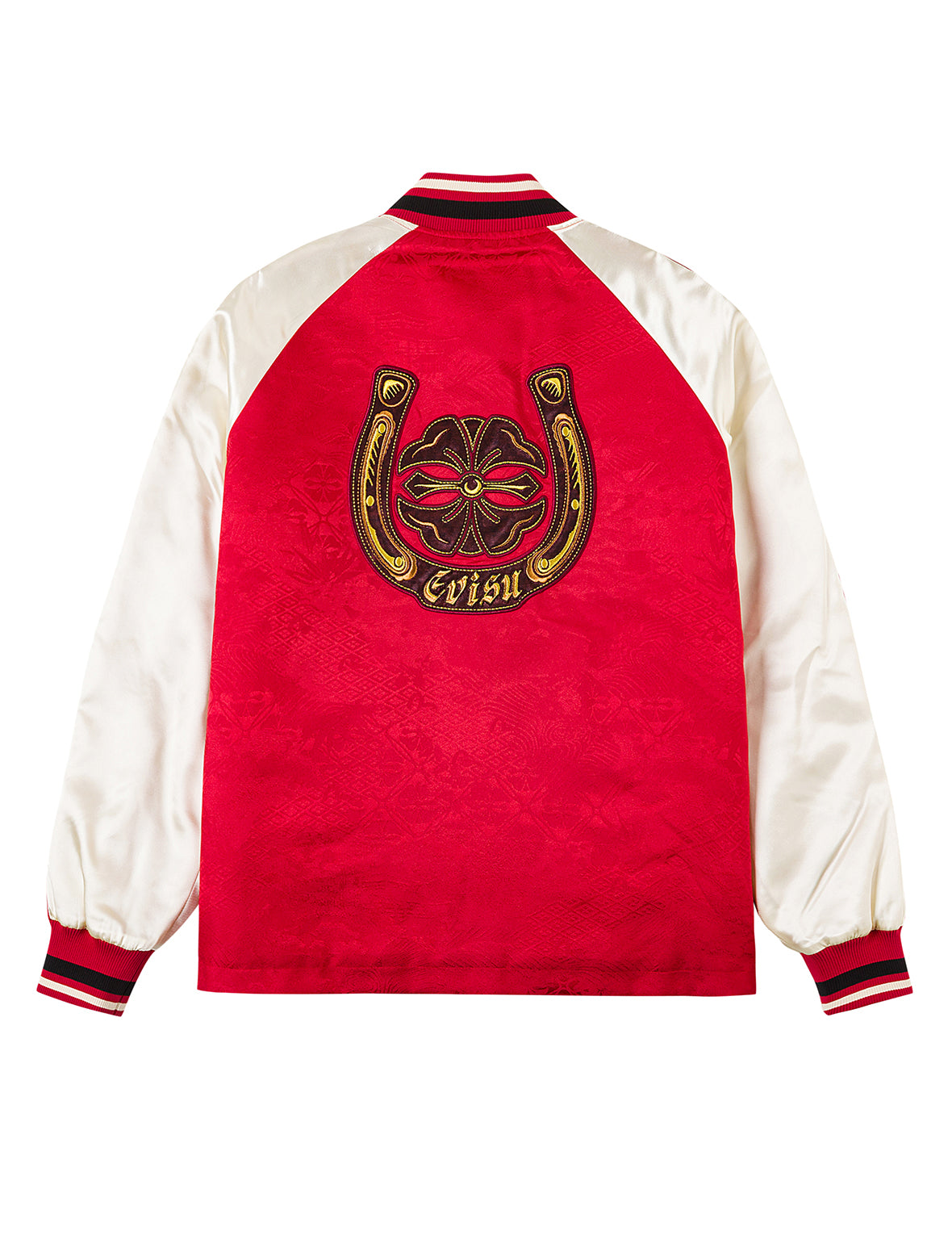 オールオーバージャカード パッド入りチャイナジャケット - レッド